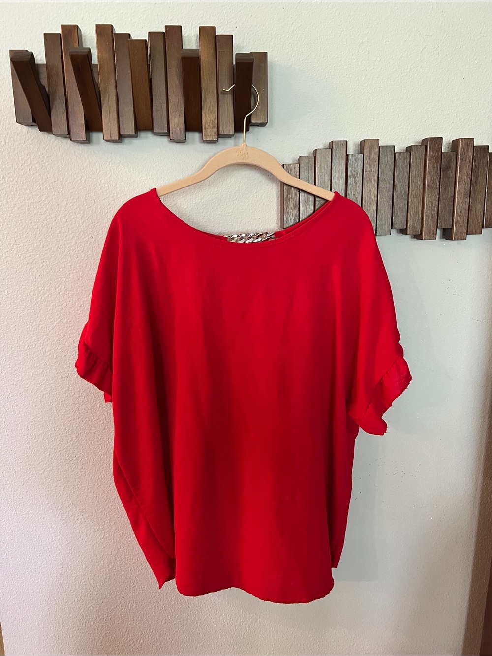 Source Unknown Red Short Sleeve Boatneck Tunic